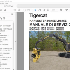 Tigercat HARVESTER H845E LH845E MANUALE DI SERVIZIO - PDF DOWNLOAD (Italian)