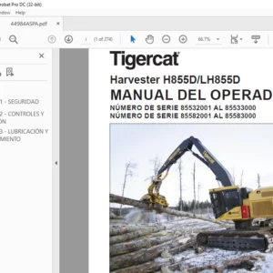 Tigercat Harvester H855D LH855D MANUAL DEL OPERADOR - PDF DOWNLOAD (Spanish)