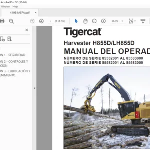 Tigercat Harvester H855D LH855D MANUAL DEL OPERADOR - PDF DOWNLOAD (Spanish)