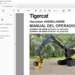 Tigercat Harvester H855E LH855E MANUAL DEL OPERADOR - PDF DOWNLOAD (Spanish)