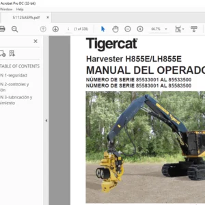 Tigercat Harvester H855E LH855E MANUAL DEL OPERADOR - PDF DOWNLOAD (Spanish)