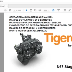 Tigercat N67 Stage V Engine Operation & Maintenance Manual  - PDF DOWNLOAD