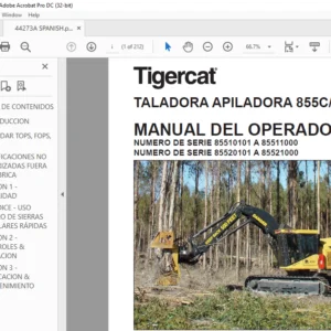 Tigercat TALADORA APILADORA 855C L855C MANUAL DEL OPERADOR - PDF DOWNLOAD (Spanish)