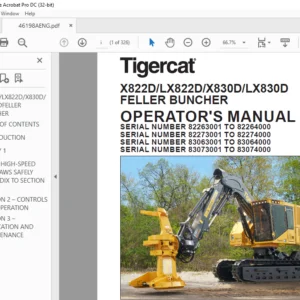 Tigercat X822D LX822D X830D LX830D FELLER BUNCHER OPERATOR'S MANUAL - PDF DOWNLOAD