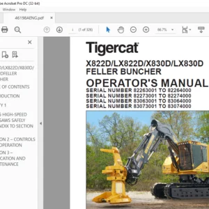 Tigercat X822D LX822D X830D LX830D FELLER BUNCHER OPERATOR'S MANUAL - PDF DOWNLOAD