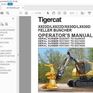 Tigercat X822D LX822D X830D LX830D FELLER BUNCHER OPERATOR'S MANUAL - PDF DOWNLOAD