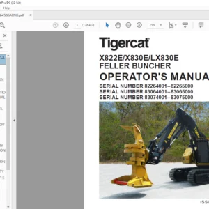 Tigercat X822E X830E LX830E FELLER BUNCHER OPERATOR'S MANUAL - PDF DOWNLOAD