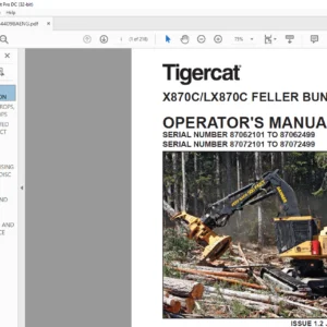 Tigercat LX870C X870C Feller Buncher Operator's Manual PDF