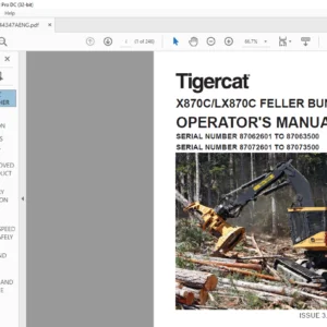 Tigercat X870C LX870C Buncher Operation Manual PDF