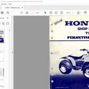 1985-1986 Honda TRX125 Fourtrax 125 Shop Manual - PDF DOWNLOAD