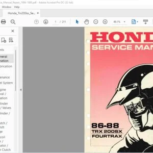 1986-1988 Honda TRX 200SX Fourtrax Service Manual - PDF DOWNLOAD