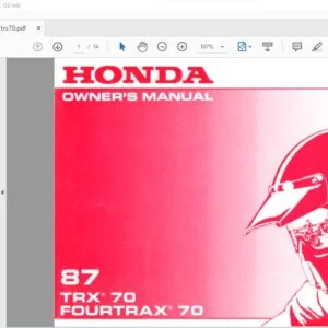 1987 Honda TRX70 FOURTRAX 70 OWNER'S MANUAL - PDF DOWNLOAD