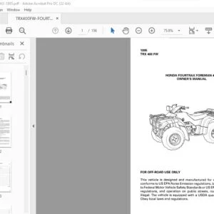 1995 Honda TRX400 FW FOURTRAX FOREMAN 400 OWNER'S MANUAL- PDF DOWNLOAD