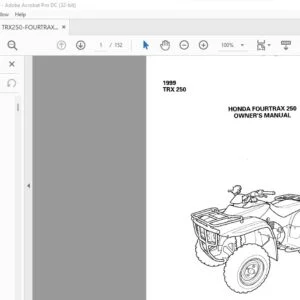 1999 Honda TRX250 HONDA FOURTRAX 250 OWNER'S MANUAL- PDF DOWNLOAD