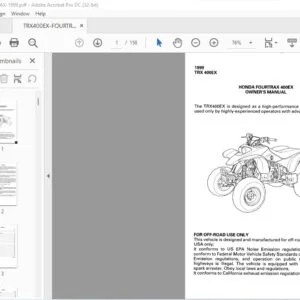 1999 Honda TRX400EX FOURTRAX 400EX OWNER'S MANUAL- PDF DOWNLOAD