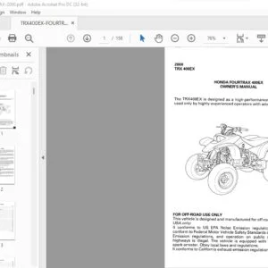 2000 HONDA TRX400EX FOURTRAX 400EX OWNER'S MANUAL - PDF DOWNLOAD