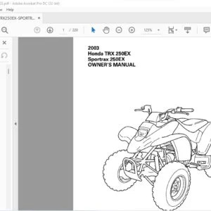 2003 Honda TRX 250EX Sportrax 250EX OWNER'S MANUAL- PDF DOWNLOAD