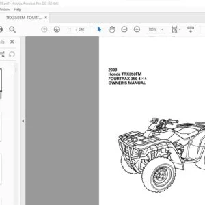 2003 Honda TRX350FM FOURTRAX 350 4 X 4 OWNER'S MANUAL - PDF DOWNLOAD