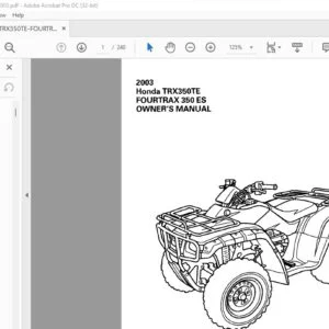 2003 Honda TRX350TE FOURTRAX 350 ES OWNER'S MANUAL- PDF DOWNLOAD