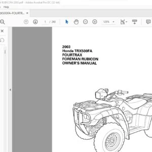 2003 Honda TRX500FA FOURTRAX FOREMAN RUBICON OWNER'S MANUAL - PDF DOWNLOAD