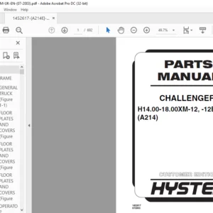 2003 Hyster CHALLENGER H14.00-18.00XM-12 -12EC (A214) Parts Manual - PDF DOWNLOAD