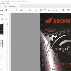 2004-2006 Honda TRX350TE TM FE FM FourTrax Rancher Service Manual - PDF DOWNLOAD