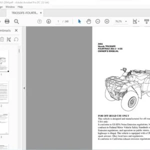 2004 Honda TRX350FE FOURTRAX 350 4 X 4 ES OWNER'S MANUAL- PDF DOWNLOAD