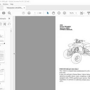2004 Honda TRX400EX Sportrax 400EX OWNER'S MANUAL - PDF DOWNLOAD