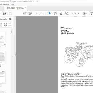 2004 Honda TRX400FA FourTrax Rancher AT OWNER'S MANUAL - PDF DOWNLOAD