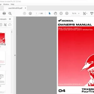 2004 Honda TRX650FA Fourtrax Rincon OWNER'S MANUAL- PDF DOWNLOAD