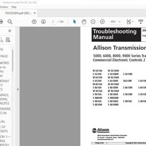 2005 Allison Transmission 5000 6000 8000 9000 Series Commercial Electronic Controls 2 (CEC2) Troubleshooting Manual