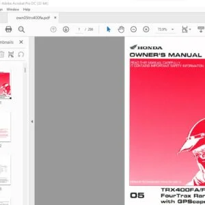 2005 Honda TRX400FAFGA FourTrax Rancher ATwith GPScape OWNER'S MANUAL - PDF DOWNLOAD