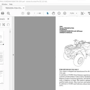 2005 Honda TRX500FAFGA FOURTRAX FOREMAN RUBICONwith GP Scape OWNER'S MANUAL
