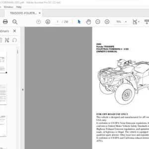 2005 Honda TRX500FE-FOURTRAX FOREMAN 4X4ES Owner's Manual - PDF DOWNLOAD