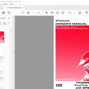 2005 Honda TRX650FAFGA Fourtrax Rinconwith GPScape OWNER'S MANUAL- PDF DOWNLOAD