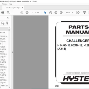 2005 Hyster CHALLENGER H14.00-18.00XM-12 -12EC (A214) Parts Manual - PDF DOWNLOAD