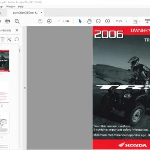 2006 Honda TRX350TMFM FOURTRAX 3504 X 4 OWNER'S MANUAL - PDF DOWNLOAD