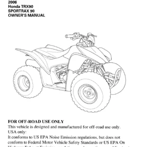 2006 Honda TRX90 SPORTRAX90 OWNER'S MANUAL - PDF DOWNLOAD