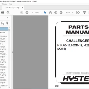 2006 Hyster CHALLENGER H14.00-18.00XM-12 -12EC (A214) Parts Manual - PDF DOWNLOAD