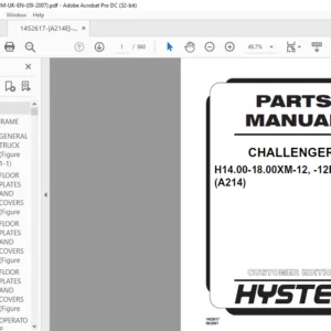 2007 Hyster CHALLENGER H14.00-18.00XM-12 -12EC (A214) Parts Manual - PDF DOWNLOAD