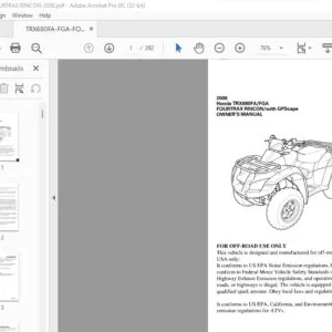 2008 Honda TRX680FAFGA FOURTRAX RINCONwith GPScape OWNER'S MANUAL - PDF DOWNLOAD