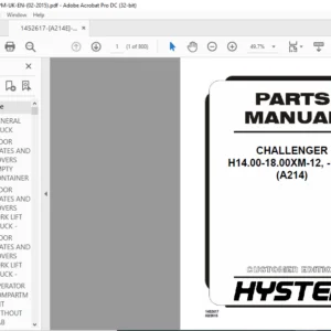 2015 Hyster CHALLENGER H14.00-18.00XM-12 -12EC (A214) Parts Manual - PDF DOWNLOAD