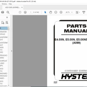 2015 Hyster E4.0XN E5.0XN E5.0XNS E5.5XN (A099) Parts Manual - PDF DOWNLOAD