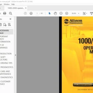Allison Transmission 1000 & 2000 Operator's Manual - PDF DOWNLOAD