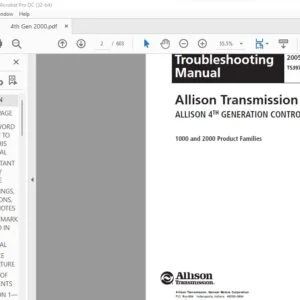 Allison Transmission 1000 & 2000 Product Families Troubleshooting Manual - PDF DOWNLOAD