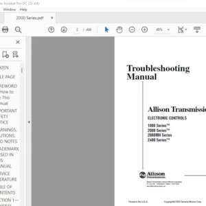 Allison Transmission 1000 Series™ 2000 Series™ 2000MH Series 2400 Series Electronic Controls Troubleshooting Manual - PDF DOWNLOAD