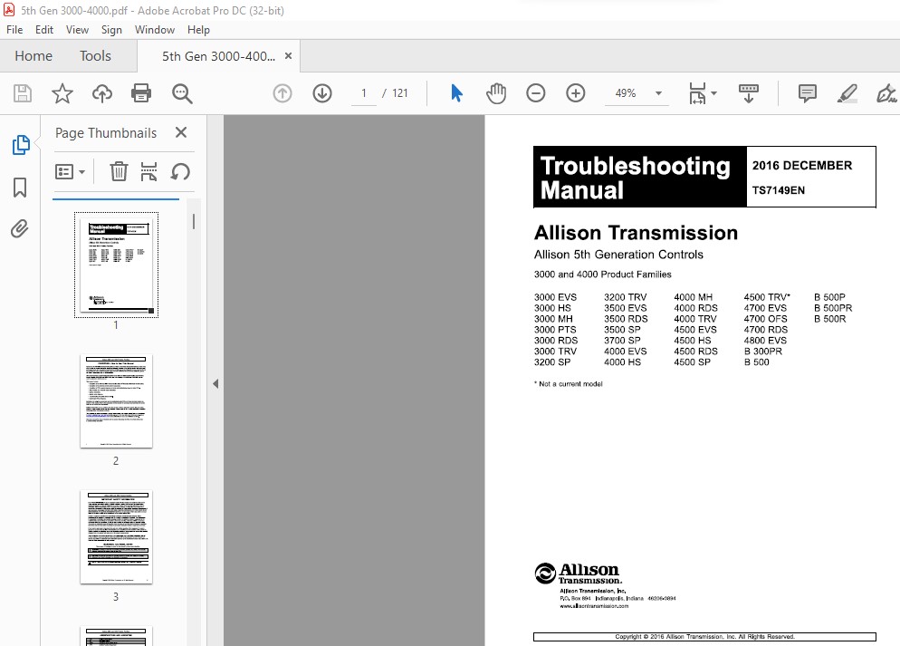 Allison Transmission 3000 & 4000 Product Families 5th Generation ...