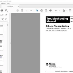 Allison Transmission 5000 6000 8000 & 9000 Product Families (CEC5) Troubleshooting Manual - PDF DOWNLOAD