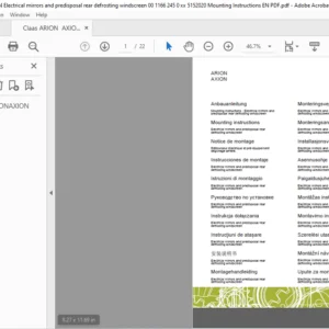 CLAAS ARION AXION Electrical mirrors and predisposal rear defrosting windscreen Mounting instructions Manual_DE_EN_FR_IT_ES_RU