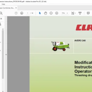 CLAAS AVERO 240 Threshing drum chain drive Modification Instructions and Operator's Manual - PDF DOWNLOAD